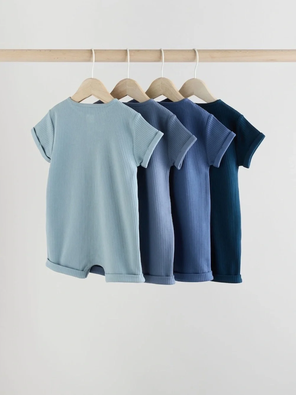 Next Blue Grandad Button Neck Baby Rompers 4 Pack- NWT- Up to 3mths
